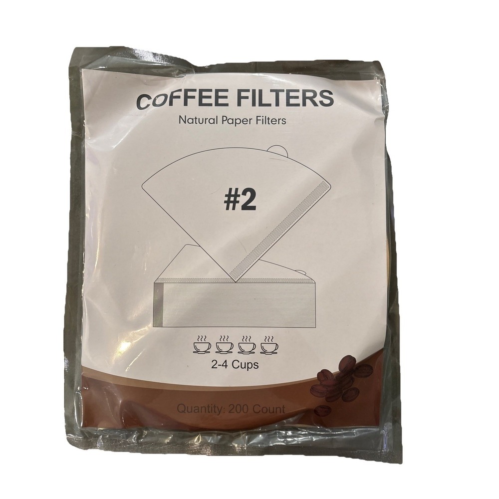 New Cone Coffee Filters Set Of 200 Size 2 Cone Paper Natural Unbleach